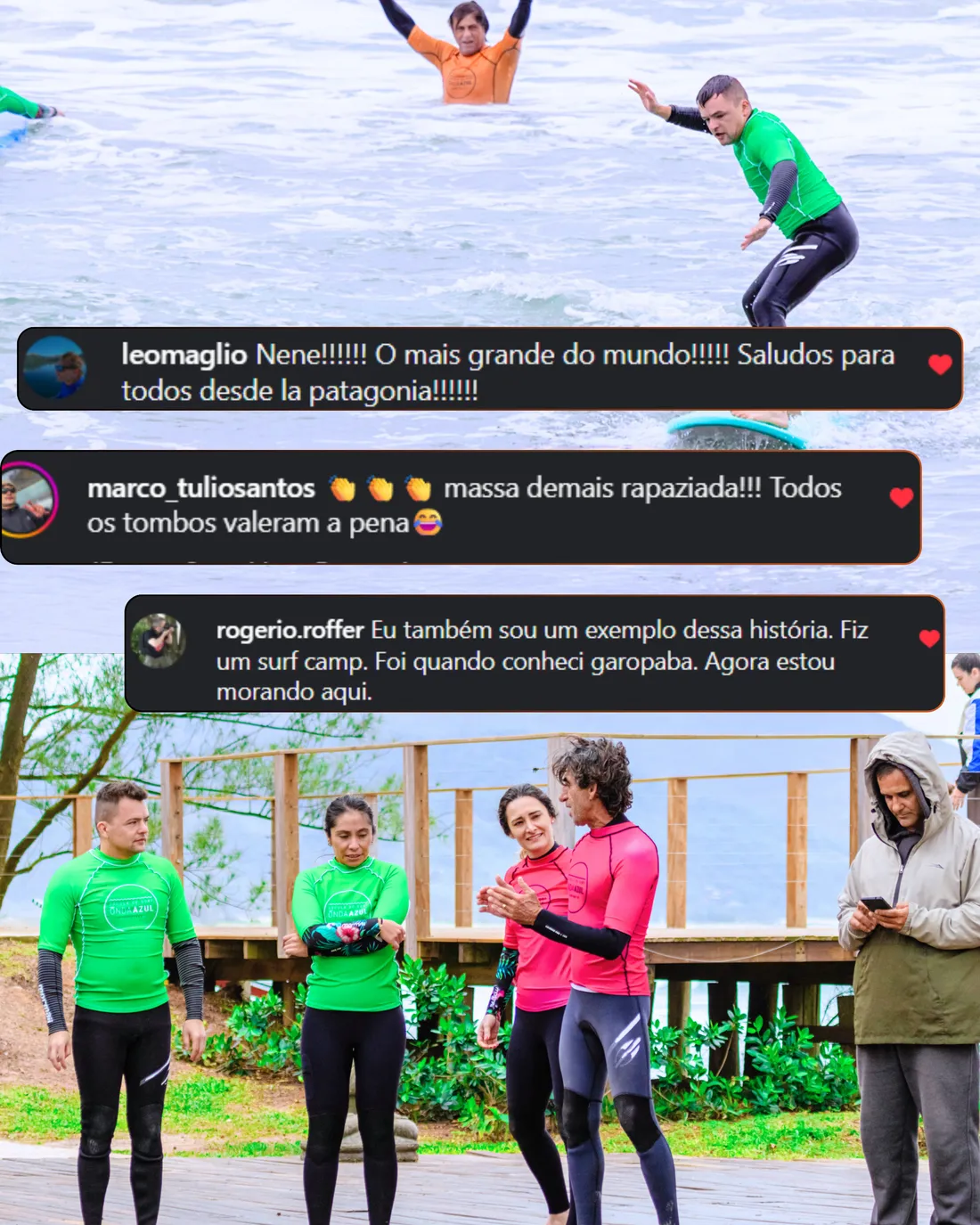 Comentários reais de alunos no Instagram