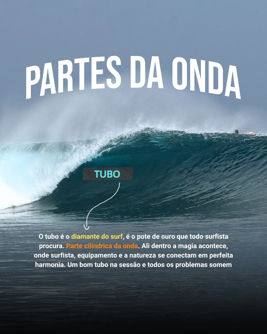 Onda com a etiqueta TUBO apontando o interior cilíndrico da onda